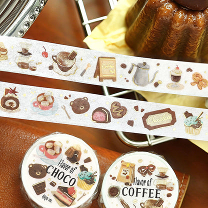 BGM - 15mm Foil-Stamped Washi Tape - Tokimeki "Heart-Pounding" Flavor - Coffee