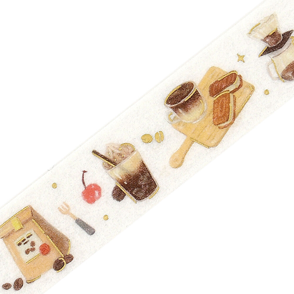 BGM - 15mm Foil-Stamped Washi Tape - Tokimeki "Heart-Pounding" Flavor - Coffee