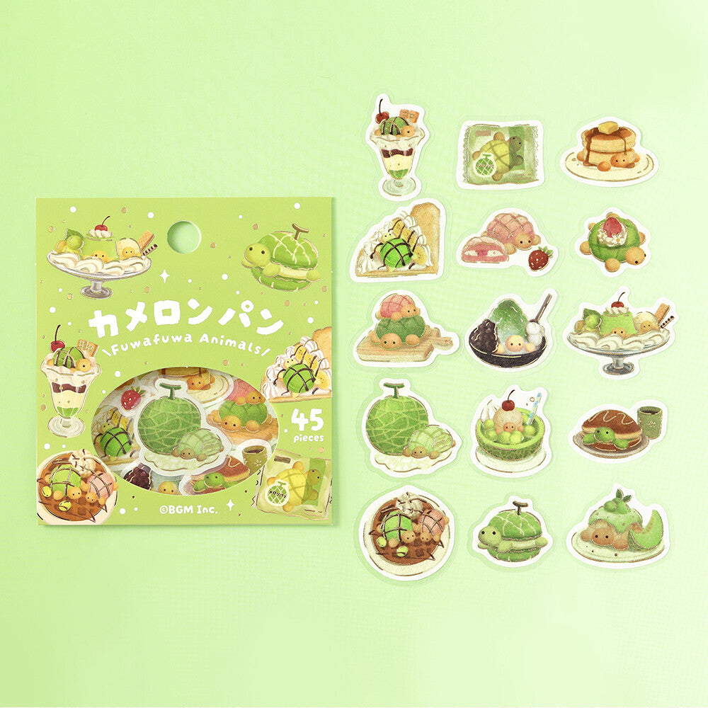 BGM - Flake Stickers - Fuwafuwa Fluffy Animals Vol. 2 - Turtle Melon Bread