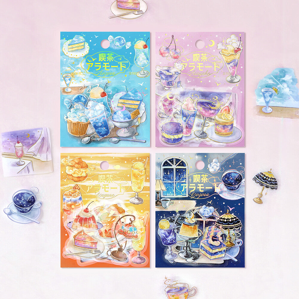 BGM - Clear Foil-Stamped Stickers - Cafe à la Mode Sora - Asayake (Dawn)