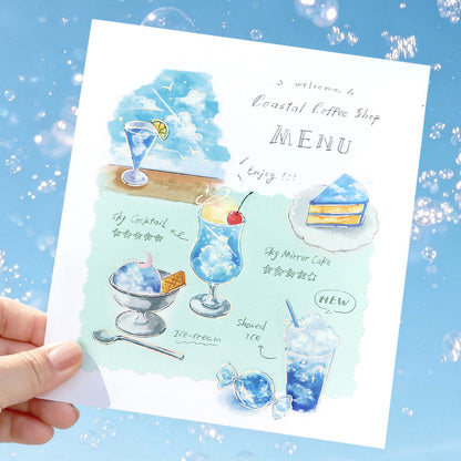 BGM - Clear Foil-Stamped Stickers - Cafe à la Mode Sora - Aozora (Blue Sky)