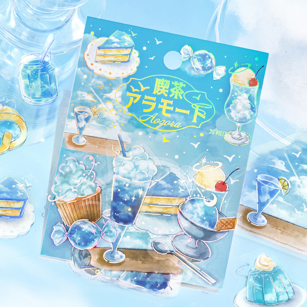 BGM - Clear Foil-Stamped Stickers - Cafe à la Mode Sora - Aozora (Blue Sky)