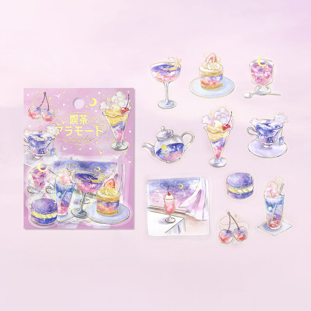 BGM - Clear Foil-Stamped Stickers - Cafe à la Mode Sora - Asayake (Dawn)