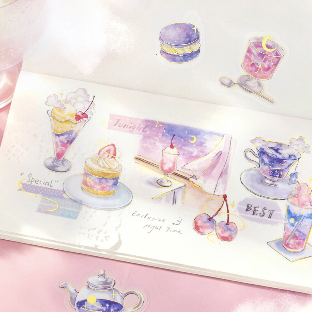 BGM - Clear Foil-Stamped Stickers - Cafe à la Mode Sora - Asayake (Dawn)
