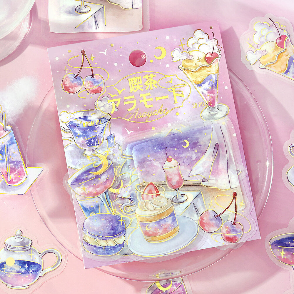 BGM - Clear Foil-Stamped Stickers - Cafe à la Mode Sora - Asayake (Dawn)