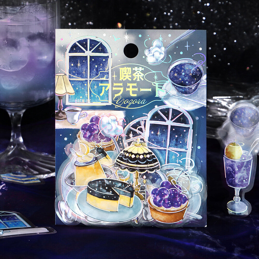 BGM - Clear Foil-Stamped Stickers - Cafe à la Mode Sora - Yozora (Night Sky)