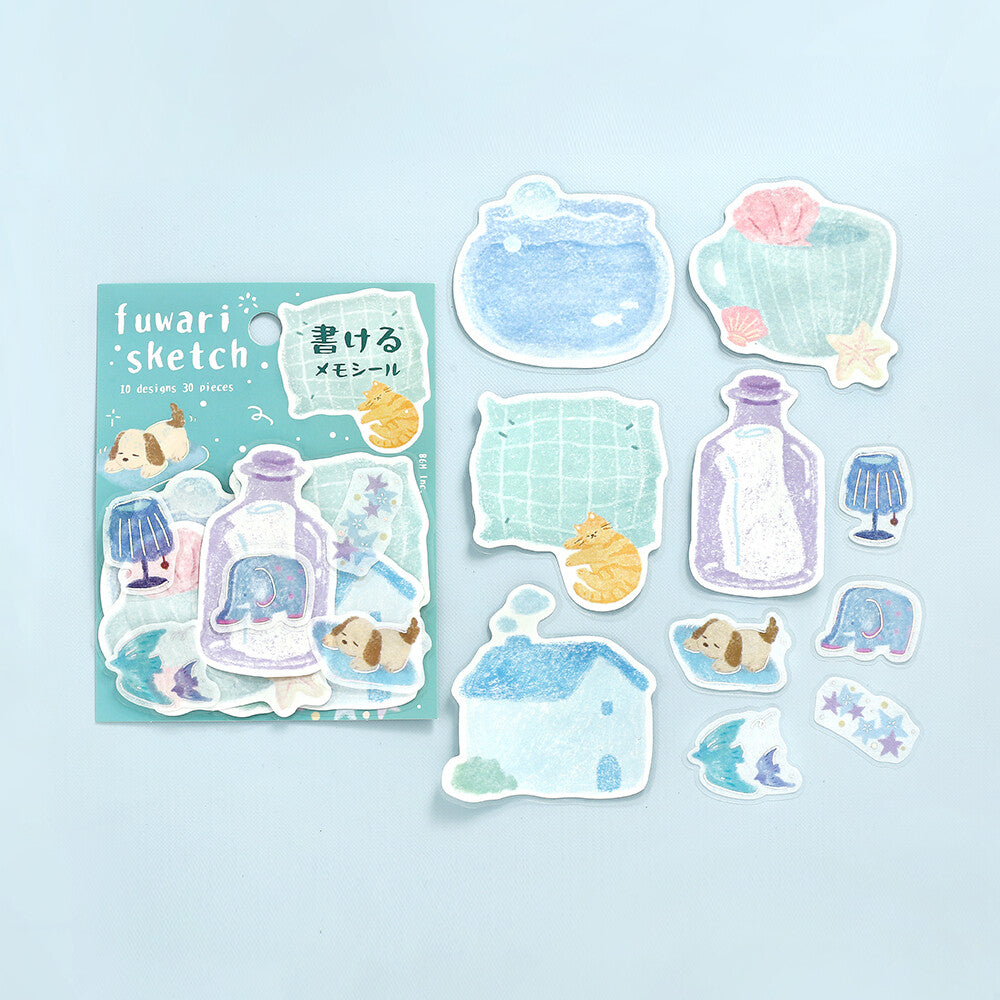 BGM - Writable Flake Stickers - Fuwari Sketch - Blue