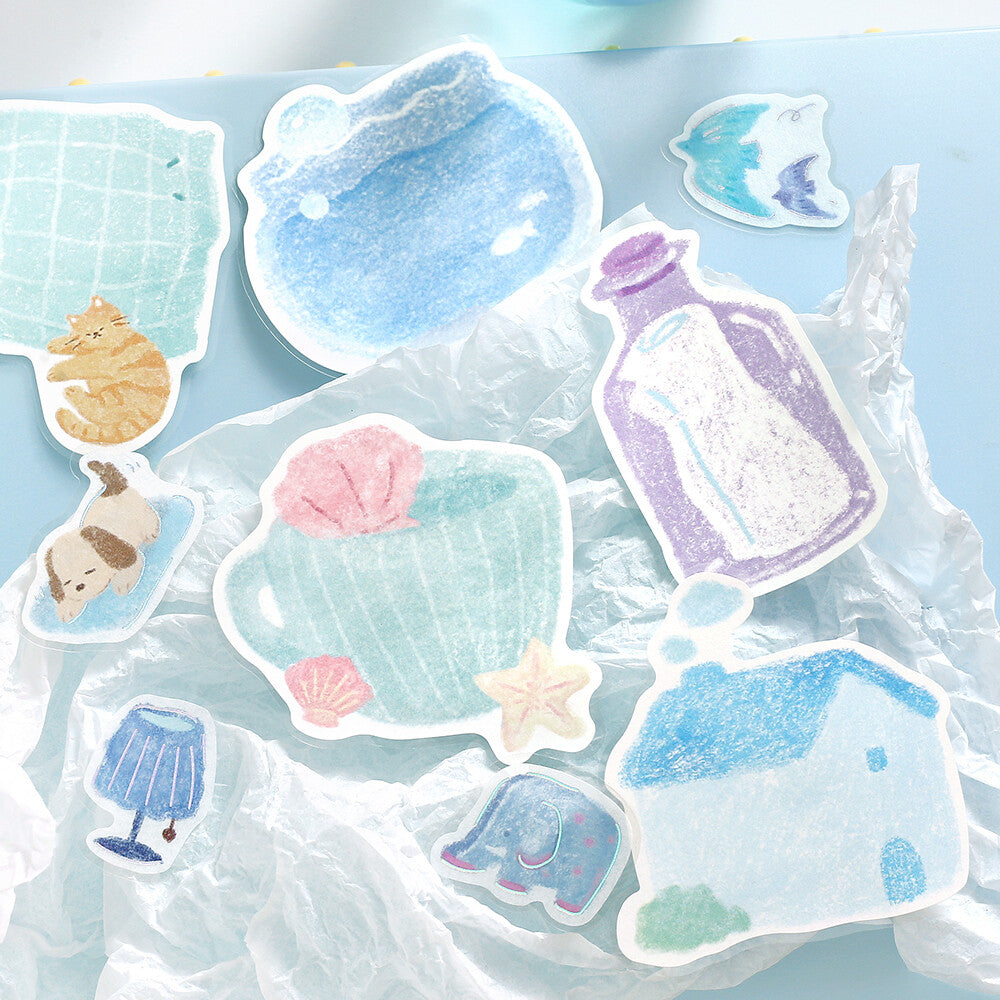 BGM - Writable Flake Stickers - Fuwari Sketch - Blue