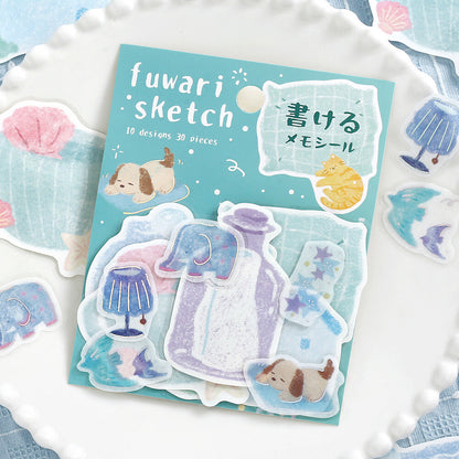 BGM - Writable Flake Stickers - Fuwari Sketch - Blue