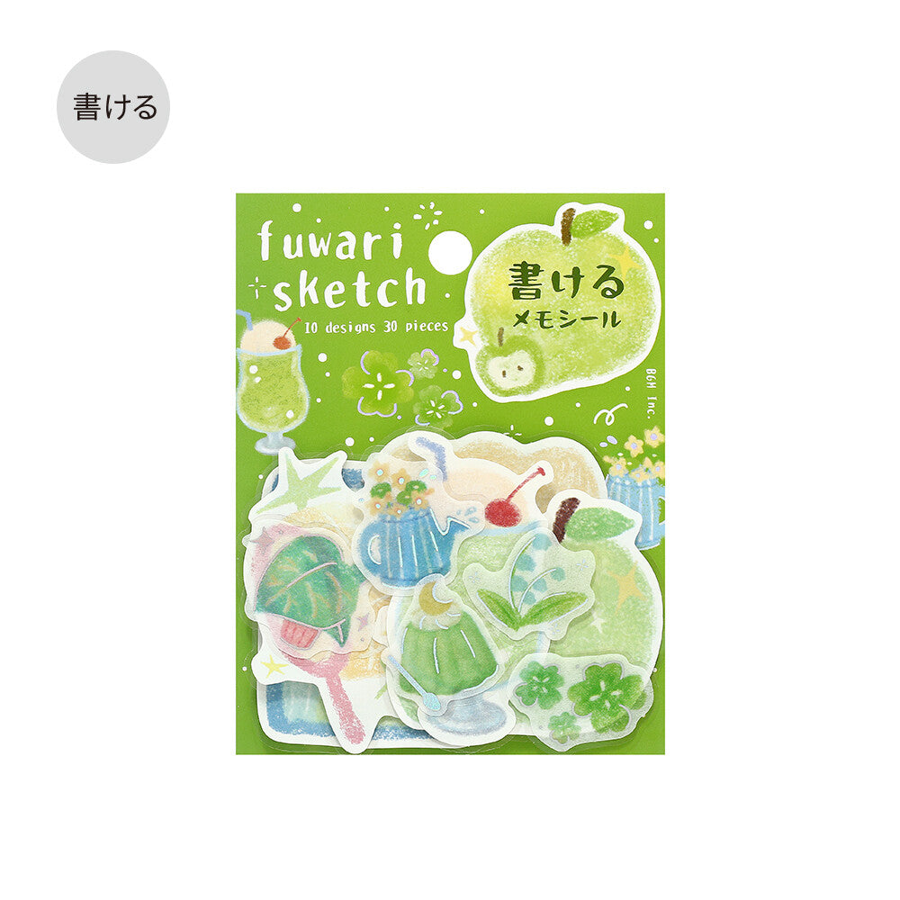 BGM - Writable Flake Stickers - Fuwari Sketch - Green