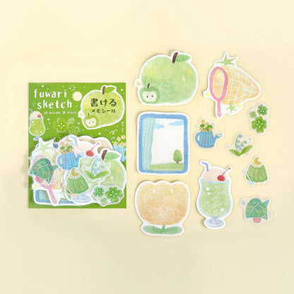 BGM - Writable Flake Stickers - Fuwari Sketch - Green
