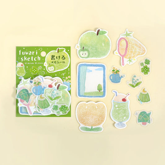 BGM - Writable Flake Stickers - Fuwari Sketch - Green