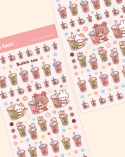 Cherry Rabbit - Sticker Sheet - Bubble Tea Time