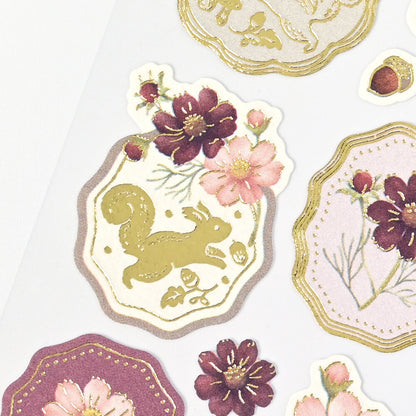 Autumn Limited Japanese-Style Stickers - Autumn Colors - Cosmos Flowers in Full Bloom