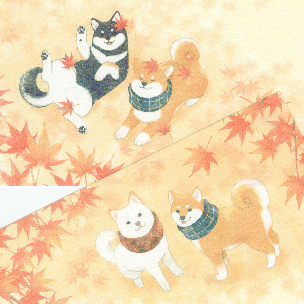 Autumn Limited Series - Autumn Scenery Illustrated Stationery Pad - Shiba Inu on an Autumn Walk