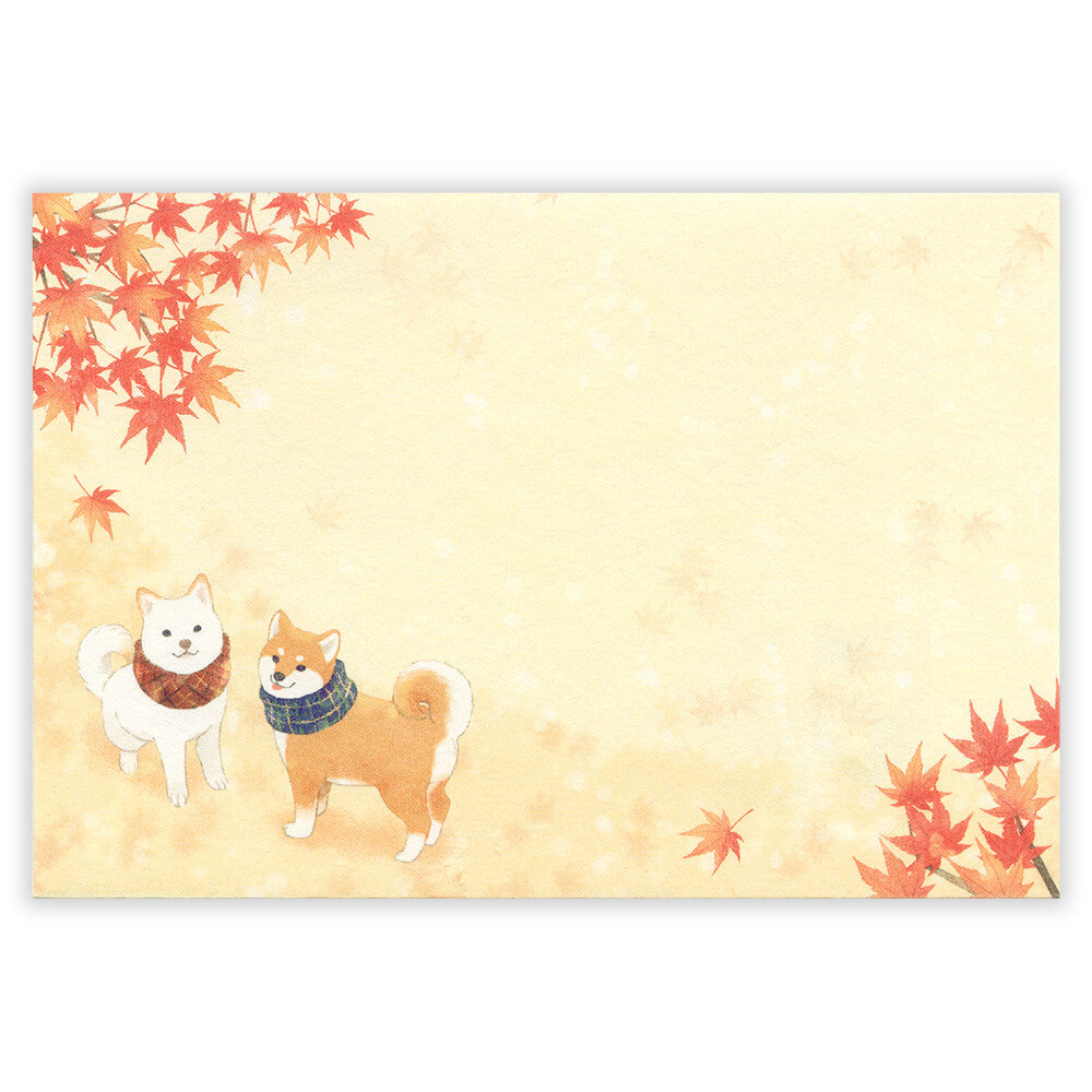 Autumn Limited Series - Autumn Scenery Illustrated Envelopes - Shiba Inu on an Autumn Walk