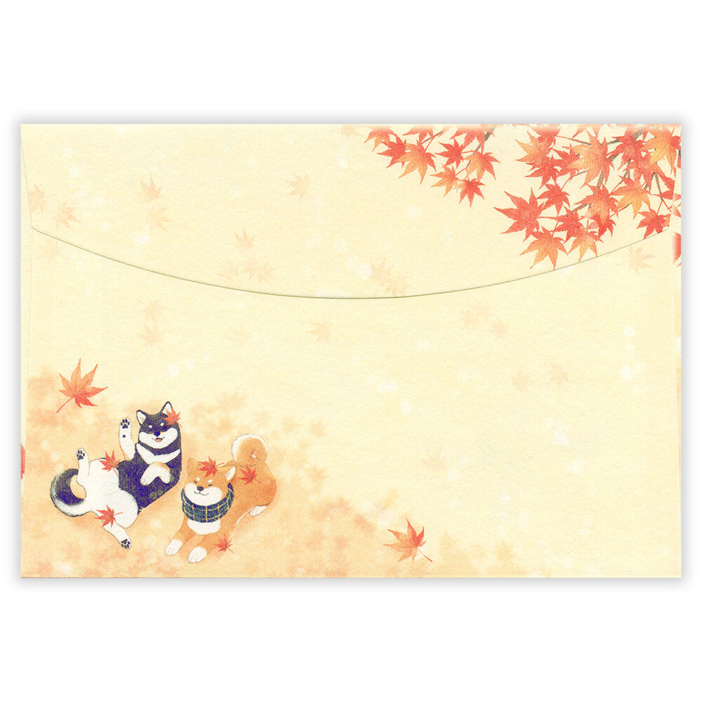 Autumn Limited Series - Autumn Scenery Illustrated Envelopes - Shiba Inu on an Autumn Walk