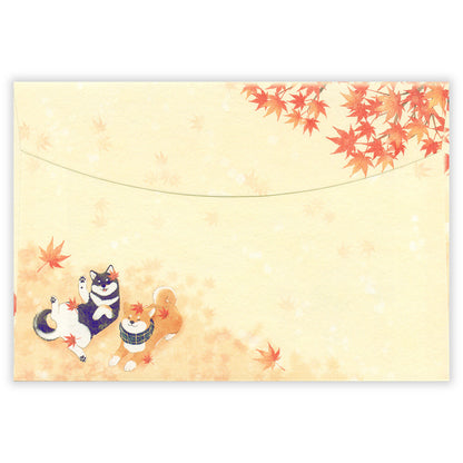 Autumn Limited Series - Autumn Scenery Illustrated Envelopes - Shiba Inu on an Autumn Walk