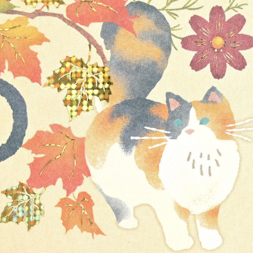 Autumn Limited Foil-Stamped Postcard - Harvest Cats
