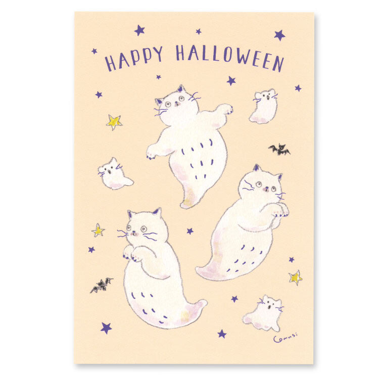 Halloween Limited - Foil-Stamped Postcard - Tocorocomugi - Ghost Kitty