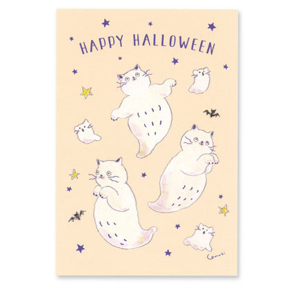 Halloween Limited - Foil-Stamped Postcard - Tocorocomugi - Ghost Kitty