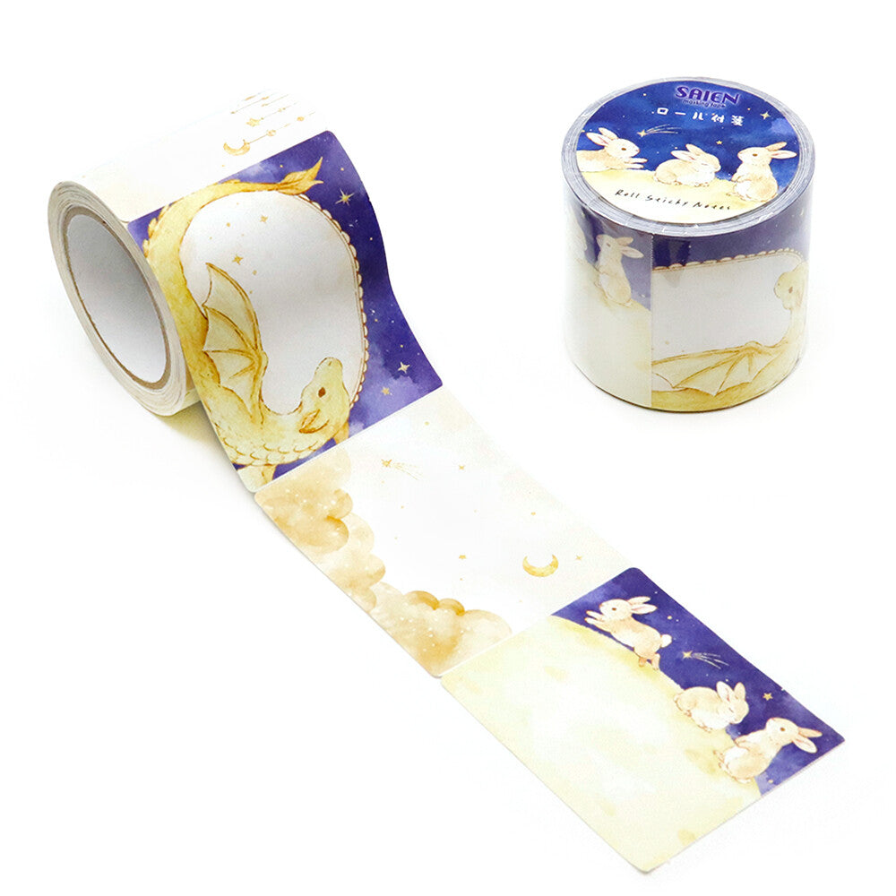 SAIEN - Sticky Notes Roll - Mystical Nature - Tsukiyo (Moonlit Night) / Dragon and Moon Rabbits