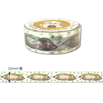 A roll of decorative masking tape with a cat pattern, shown on a white background.