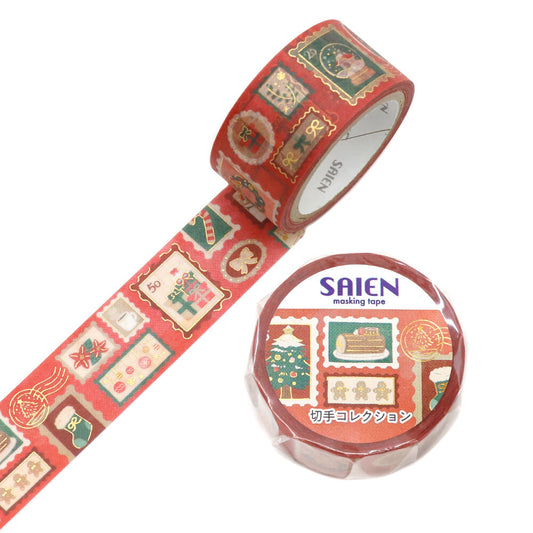 SAIEN - Limited Winter Edition 20mm Foil-Stamped Washi Tape - Stamp Collection