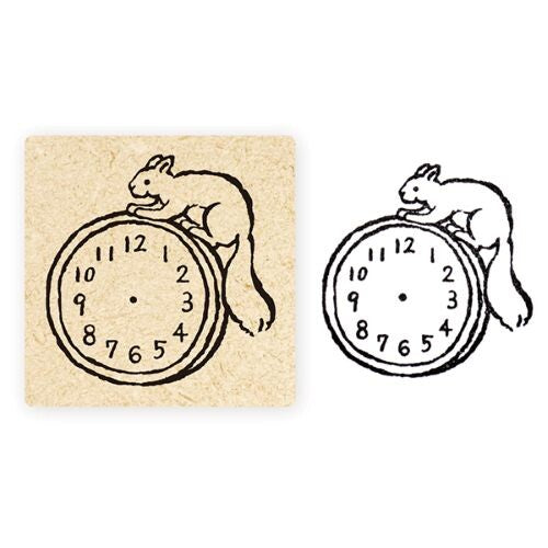 Cozyca - Rubber Stamp - Midori Asano - Clock and Squirrel