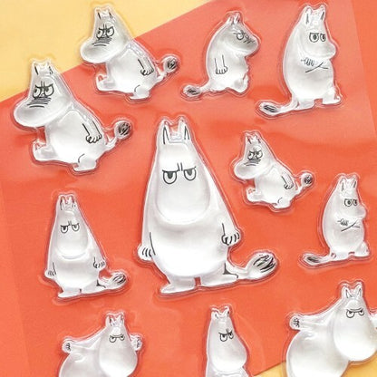 World Craft x Moomin - Moomin Face 3D Clear Stickers - Angry