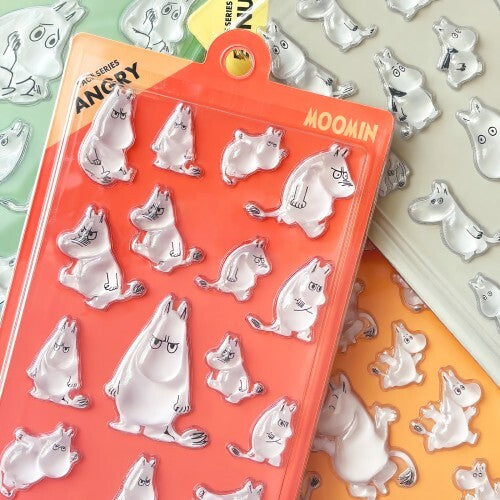 World Craft x Moomin - Moomin Face 3D Clear Stickers - Happy