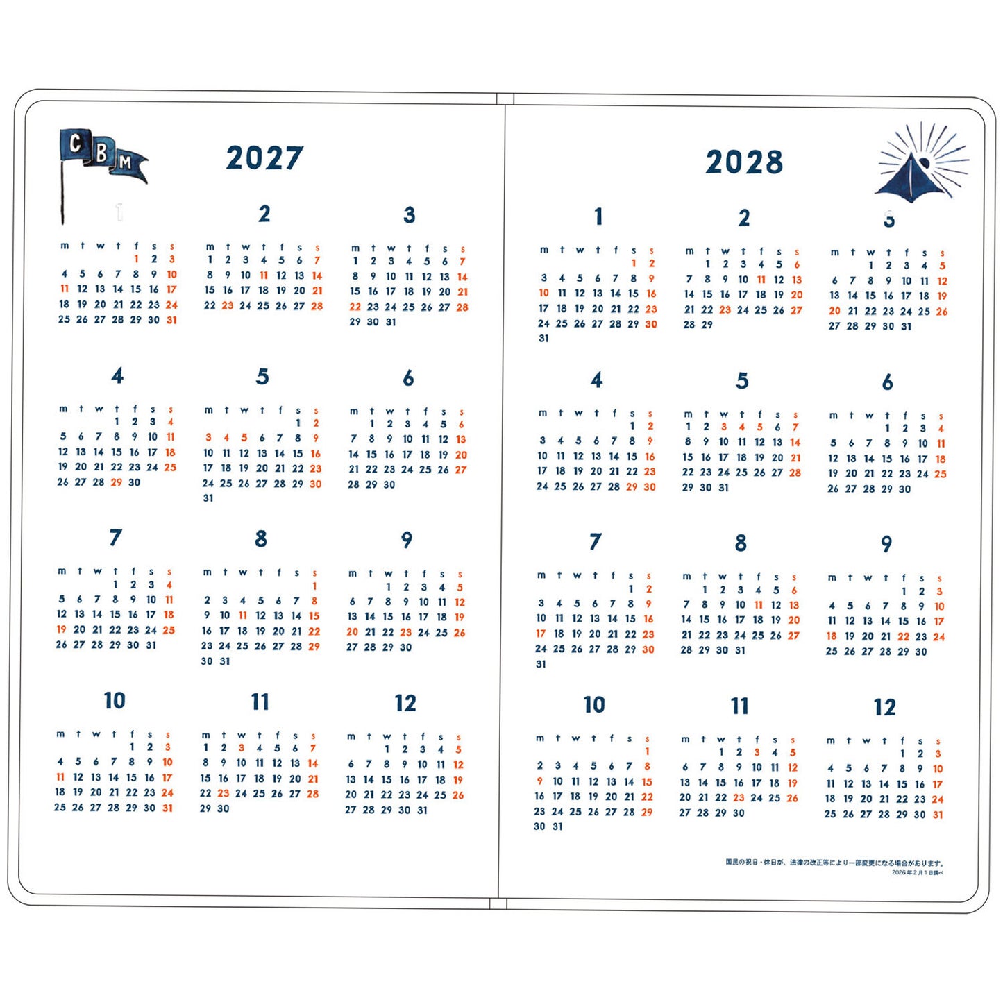 Greeting Life - Chalkboy 2027 Hardcover B6 Daily Planner - Orange (Cats)