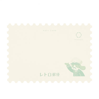 OB1TOY x ROKKAKU - Stamp-Shaped Foil-Embossed Postcard - Blue Bunny Line