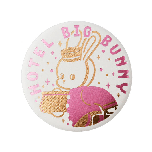 OB1TOY x Rokkaku - Round Foil-Stamped Magnet - Hotel Big Bunny