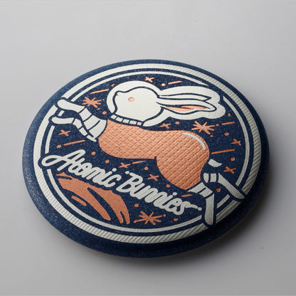 OB1TOY x Rokkaku - Round Foil-Stamped Magnet - Atomic Bunnies
