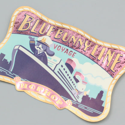 OB1TOY x ROKKAKU - Die-Cut Foil-Stamped Sticker - Blue Bunny Line