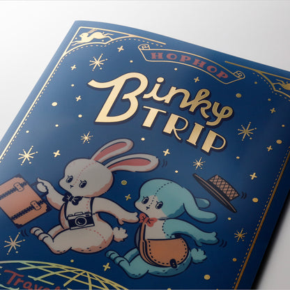 OB1TOY x Rokkaku - Foil-Stamped A5 Clear Folder - Binky Trip
