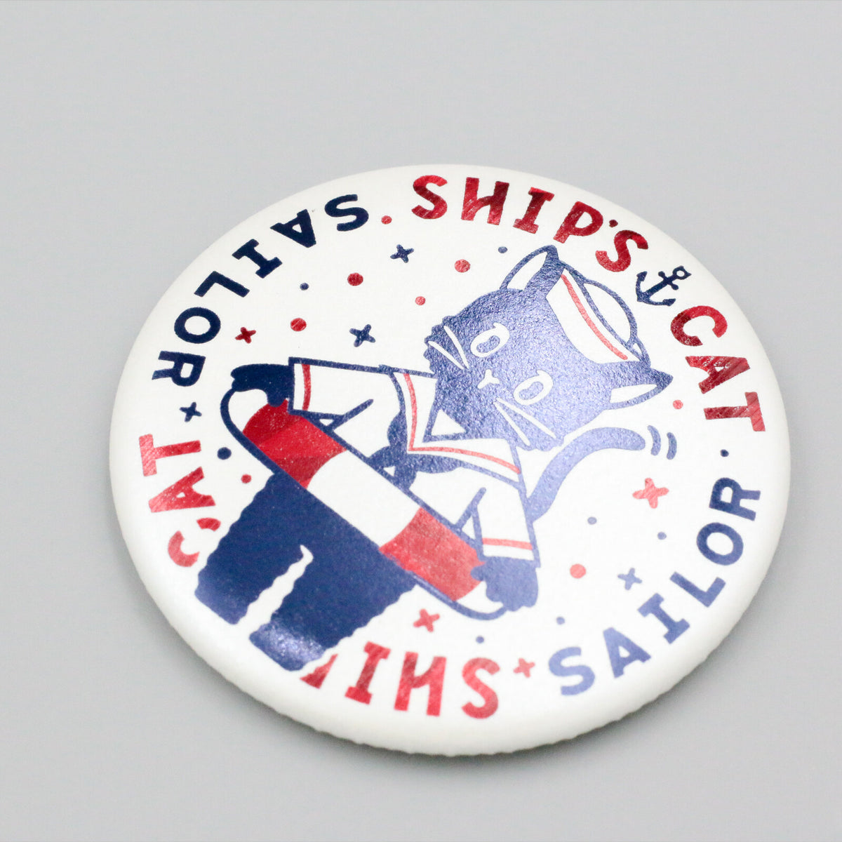 OB1TOY x Rokkaku - Round Foil-Stamped Magnet - Ship's Cat