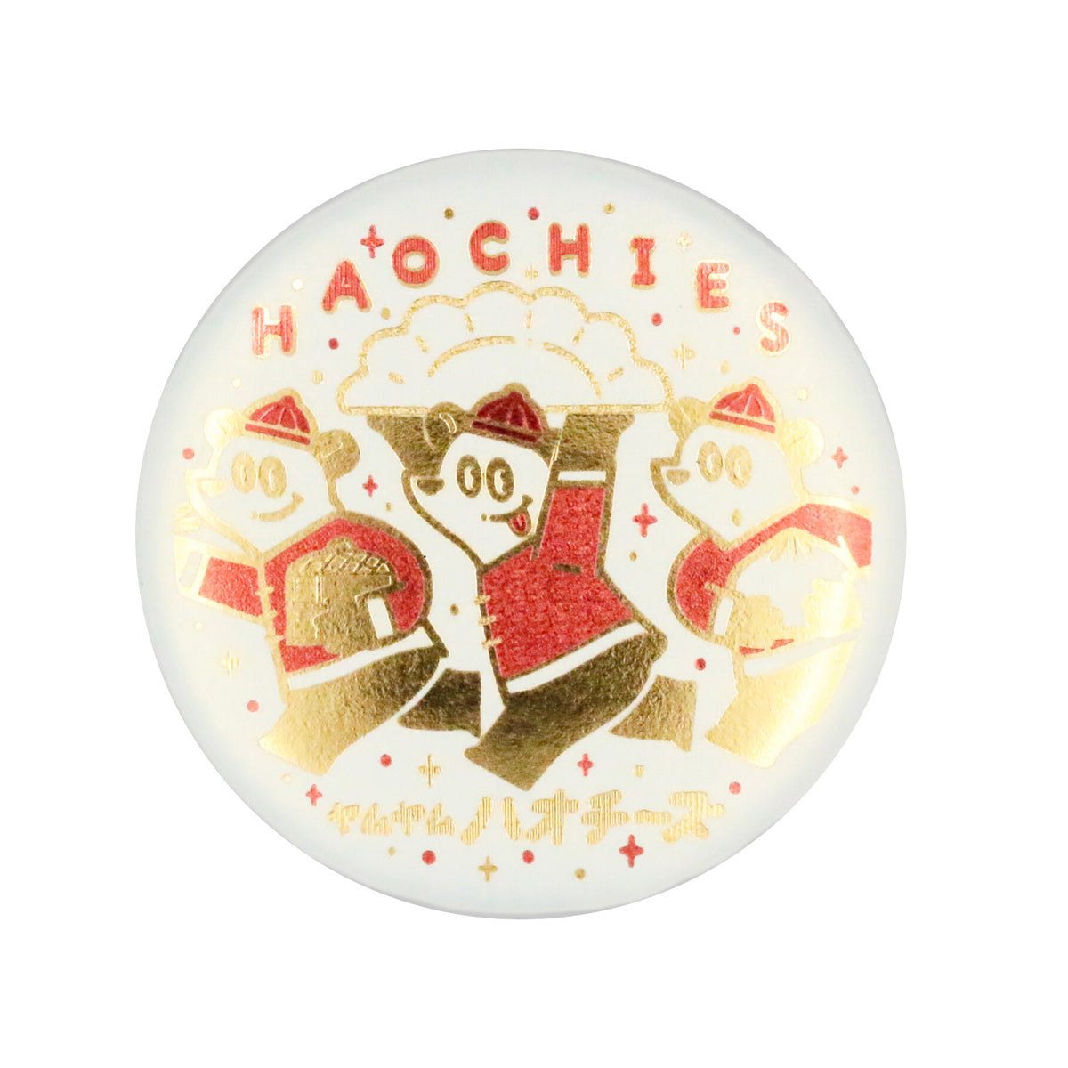 OB1TOY x Rokkaku - Round Foil-Stamped Magnet - Haochies Pandas