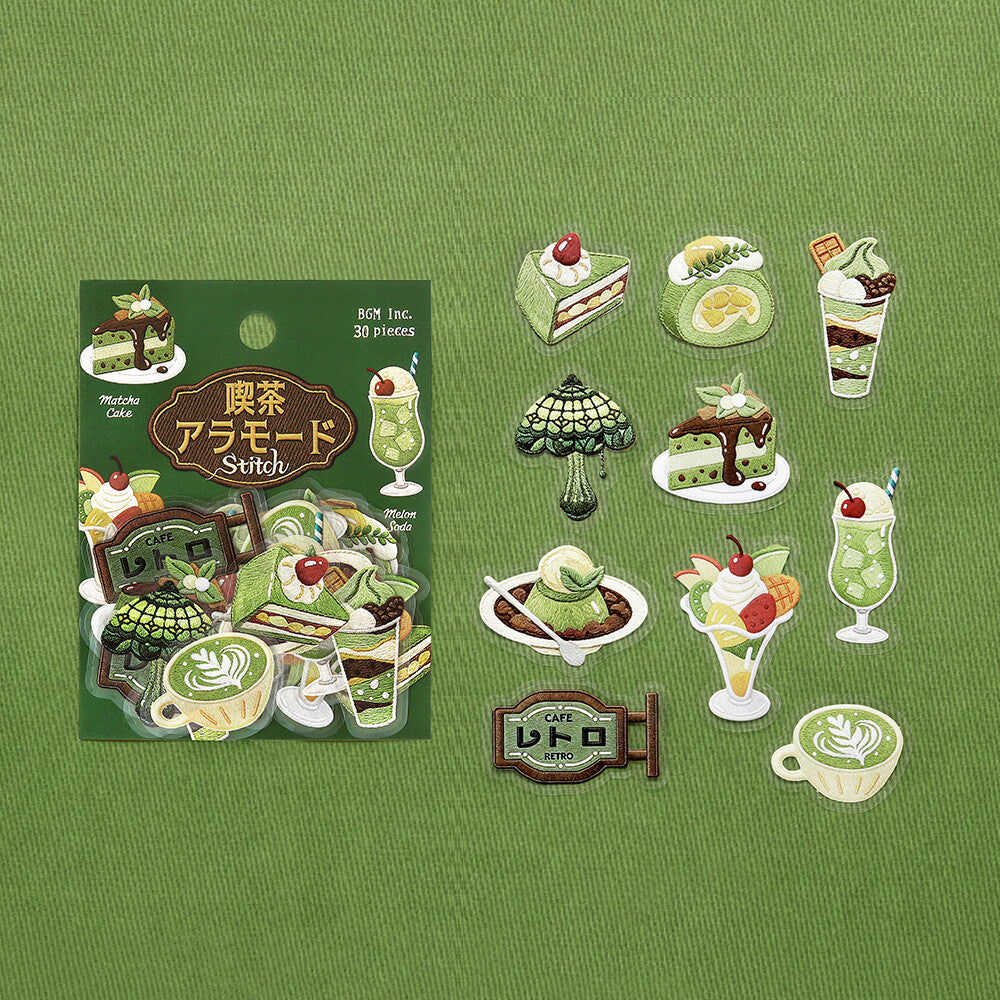 BGM - Clear Stickers - Cafe à la Mode Embroidery Book - Green