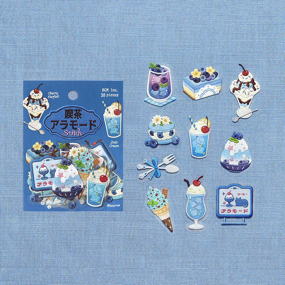BGM - Clear Stickers - Cafe à la Mode Embroidery Book - Blue