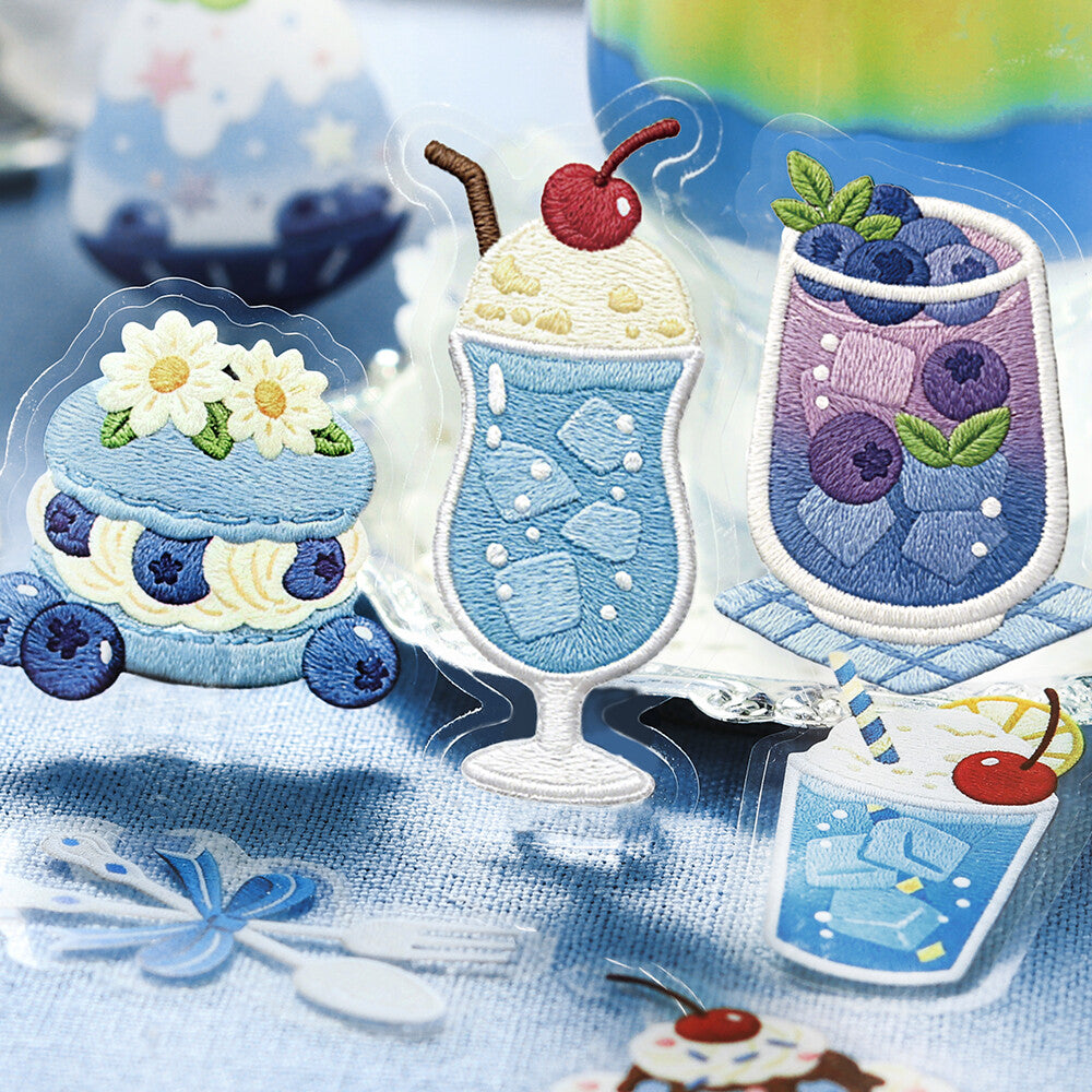 BGM - Clear Stickers - Cafe à la Mode Embroidery Book - Blue