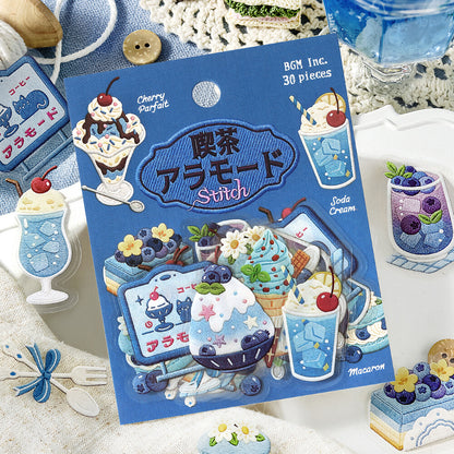 BGM - Clear Stickers - Cafe à la Mode Embroidery Book - Blue