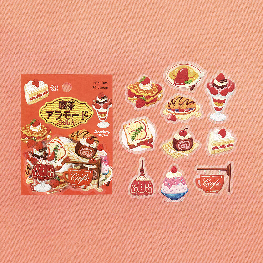 BGM - Clear Stickers - Cafe à la Mode Embroidery Book - Red