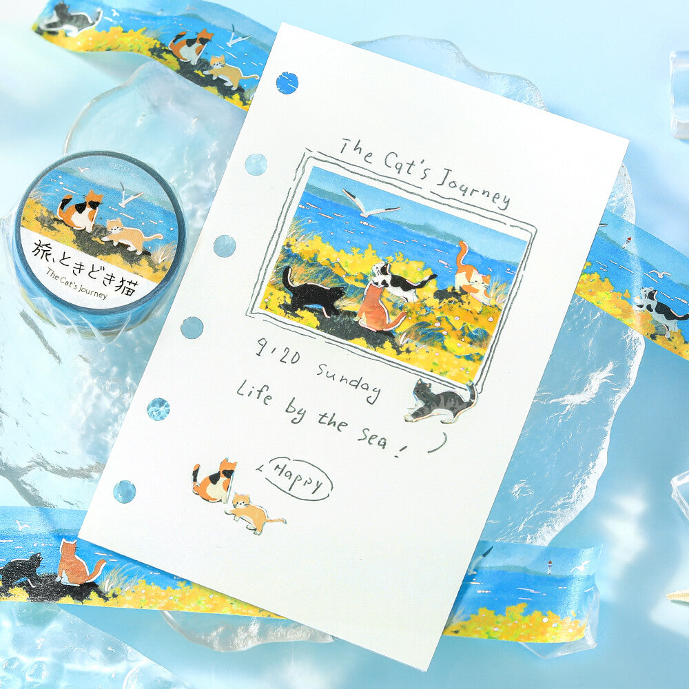 BGM - 20mm Washi Tape - The Cat's Journey - Messages from the Sea Breeze