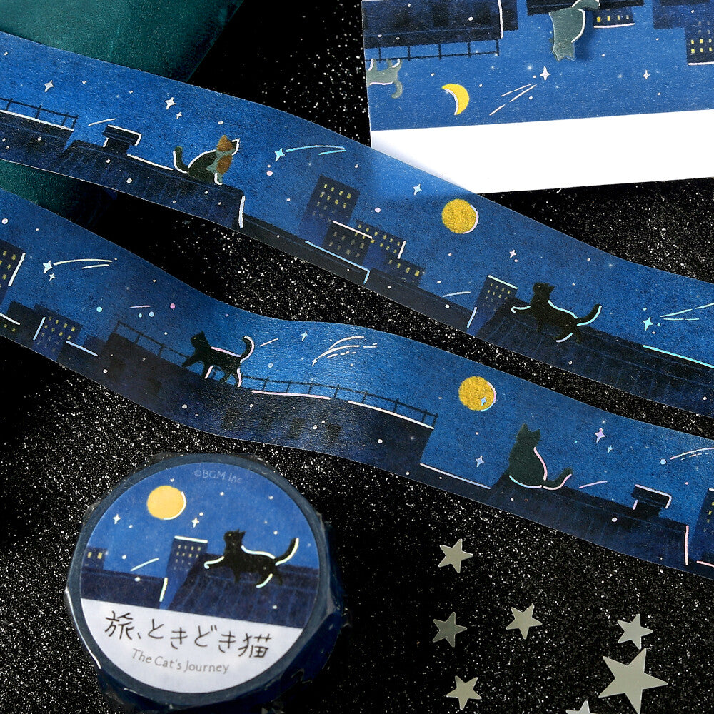 BGM - 20mm Washi Tape - The Cat's Journey - Starry Night