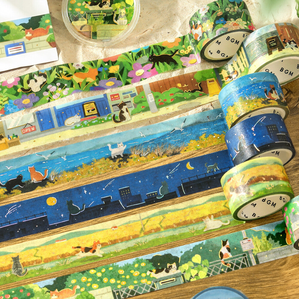 BGM - 20mm Washi Tape - The Cat's Journey - Flowering Fields