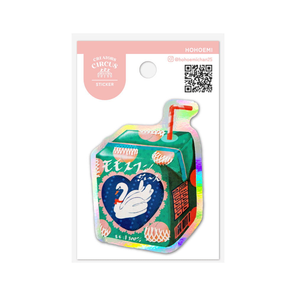 CREATORS CIRCUS x Hohoemi - Die-Cut Holographic Sticker - Swan Momo / Peach Juice