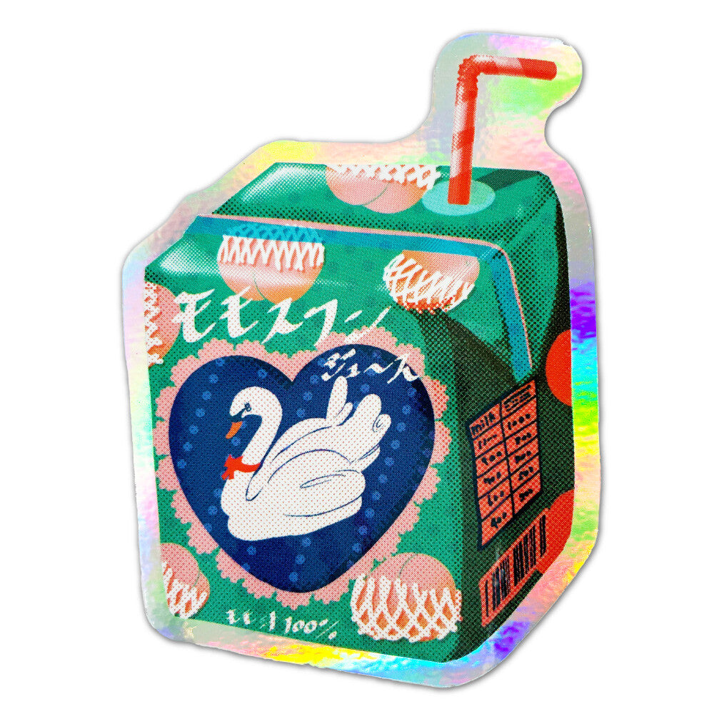 CREATORS CIRCUS x Hohoemi - Die-Cut Holographic Sticker - Swan Momo / Peach Juice