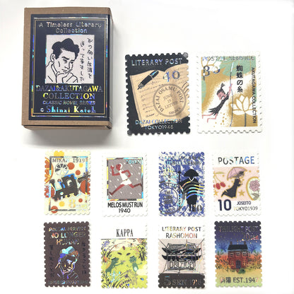 SEAL-DO Shinzi Katoh - Walking Through Literature Sparkling Flake Stickers - Osamu Dazai & Ryunosuke Akutagawa